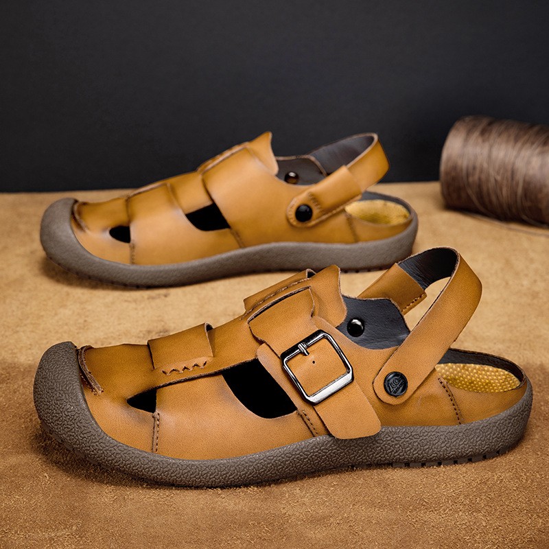men's breathable leather sandals