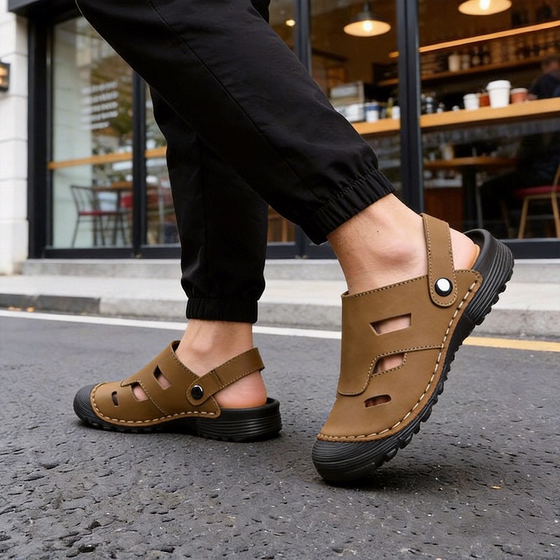 men's leather slipperslv brand names sandals