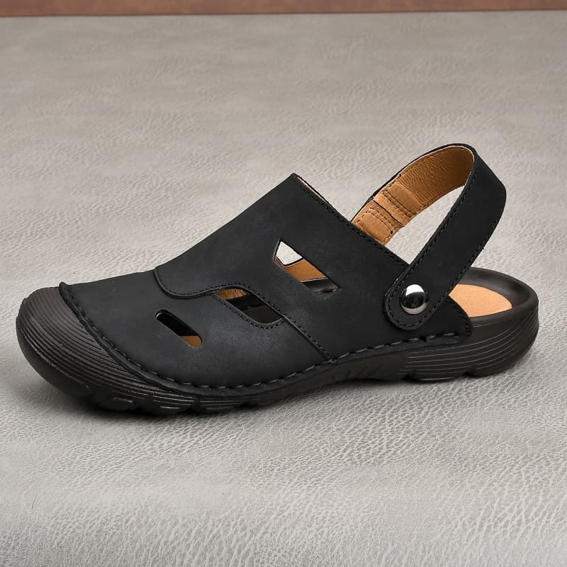 men's summer open toe sandals slip leather