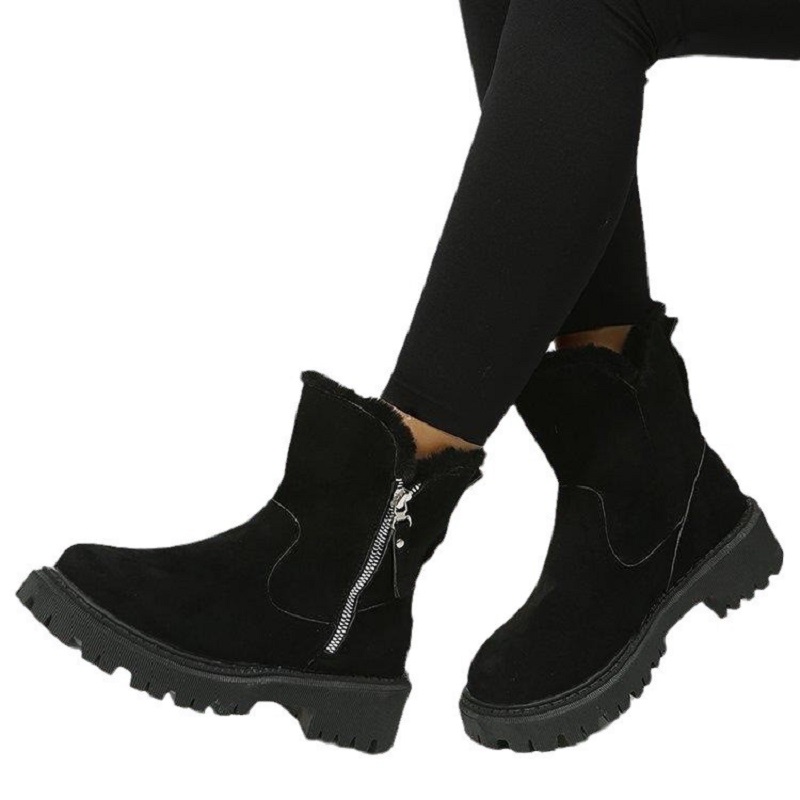 Thick-soled Suede Short Boots With Anti-slip Function And Fashionable For Snowy Weather