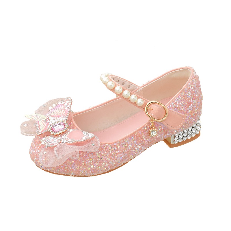 Children'S Ankle-belted Bow Princess Shoes, Spring-autumn High-heeled  Sandals