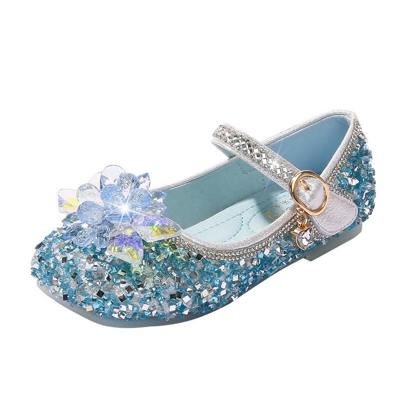 Anti-slip Fashionable Casual versatile Crystal Leather Shoes For Girls And Children (Single shoes)